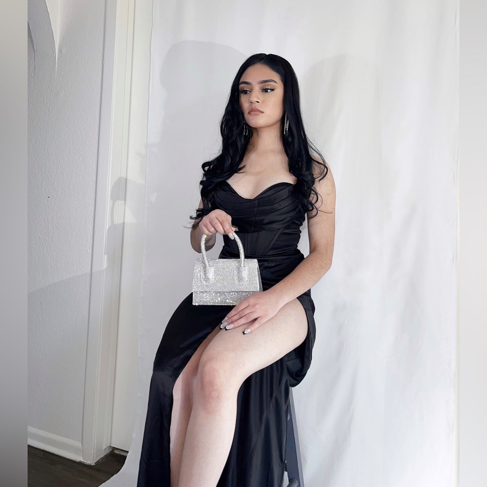 Black Corset Gown with Slit